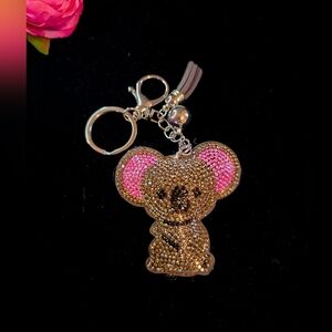 Sparkly Rhinestone Koala Bag Charm / Keychain with Tassel
